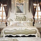 欧式床双人床1.8米 真皮床婚床 奢华美式实木床 白色田园公主床
