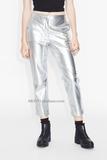 monki专柜女装正品代购 金属银色直筒9分裤 瑞典品牌 2016春夏