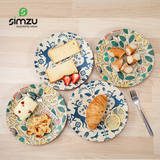 SIMZU欧式盘子餐具创意西餐点心盘蛋糕寿司牛排花纹圆菜盘抗摔