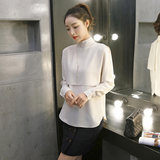 伊魅玲2015秋冬装新款韩版长袖女衬衫假两件中长款白衬衫女装上衣