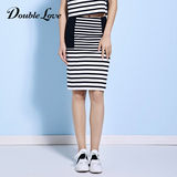 [转卖]Doublelove 女装2016春夏新款黑白条纹针织半裙女