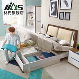 林氏家具北欧板式床卧室1.8米气动高箱床软靠结婚床床垫组合BI3A