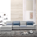 沙发 现代简约小户型布艺沙发可拆洗 时尚客厅转角格仔布沙发组合