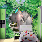 大幅3D卡通壁画电视背景墙壁纸客厅海报儿童卧室大象挂画打印