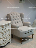 特价现货新古典单人沙发椅简约欧式高档麻布休闲椅美式风格老虎椅