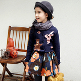 韩国童装女童套装春秋装新款韩版卡通毛衣外套+半裙儿童两件套装