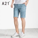 A21男装弹力低腰直筒短裤 青年2016夏装新品休闲舒适纯色男士裤子