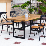 美式复古客厅餐桌椅组合铁艺餐桌酒吧桌实木办公桌咖啡桌配套原创