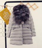 2015新款气质女装外套带毛领狐狸毛可拆卸V领显瘦中长款棉服大衣