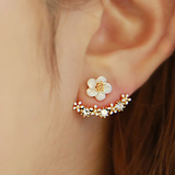简约花朵后挂式耳钉925银耳针耳钉气质女 日韩版时尚防过敏耳环