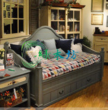 宜家推拉床 实木沙发床 坐卧两用床美式沙发床欧式定制定做1.5米