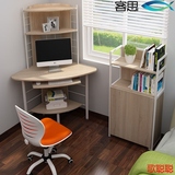 简约转角桌 韩式电脑桌 书柜书架组合书桌 墙角三角位台式桌