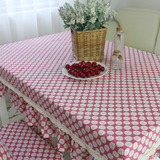 茶几长方形桌布蕾丝方桌台布餐桌布防水防烫格子桌布布艺田园