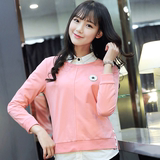 2016春季粉色卫衣女韩版潮学生纯色套头短款T恤 搭配牛仔裤的上衣