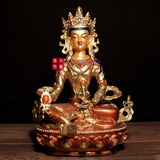7寸22cm 地藏王菩萨 藏密佛教用品 精品 仿尼泊尔铜镀金彩绘佛像