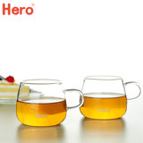 Hero 玻璃咖啡杯  贝蒂拿铁杯 简约透明花茶杯 时尚红茶杯2只装