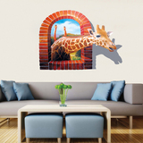 3D视觉长颈鹿餐厅酒店幼儿园墙壁装饰贴画 大型个性创意墙贴纸
