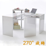 简约现代旋转白色烤漆书桌书架台式电脑桌家用小户型写字台组合
