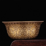 佛教用品精美雕花纯铜古色八吉祥供水杯佛堂圣水杯佛具直径7cm1个
