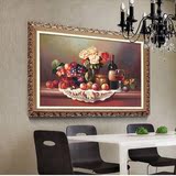 有框画单幅欧式餐厅装饰画餐桌背景墙画红酒水果油画酒店宾馆挂画
