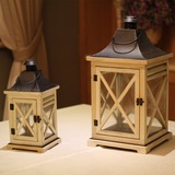 欧式地中海风格现代做旧木质风灯马灯蜡烛台摆件简约家居装饰品