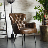 优梵艺术 OEI美式真皮复古单人沙发椅皮艺时尚创意书椅子书房家具