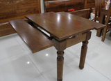 简约现代纯实木餐桌长方形全实木小户型伸缩餐桌1.2米深色特价