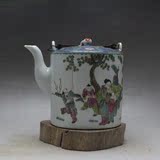 热卖清 光绪款粉彩人物瓷壶/美女带子茶壶 古董古玩 手绘仿古瓷器