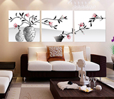 烤瓷浮雕画沙发背景墙客厅现代装饰三联立体水晶3D立体红色花之恋