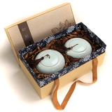 景德镇中号茶叶罐陶瓷带盖礼盒包装青瓷茶缸香粉罐包邮定做LOGO