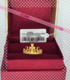 PINKBOX专柜正品 黄金足金时尚精品款十字红色彩石皇冠戒指 现货