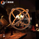 复古铁艺术麻绳美式乡村田园吧台客厅餐厅咖啡厅创意个性麻绳吊灯