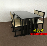 新中式餐桌椅组合 酒店会所布艺小型会议桌椅 样板房实木家具定制