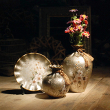 美式田园陶瓷花瓶三件套客厅装饰品博古架玄关摆盘创意摆件包邮