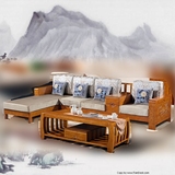 中式纯实木客厅沙发橡木沙发转角L型木沙发 组合包邮家具木头沙发