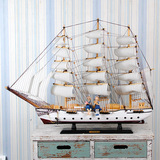 地中海风格大帆船模型 506080CM豪华实木船模  一帆风顺礼品摆件