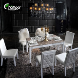 简约后现代餐桌新古典餐桌椅组合小户型欧式实木饭桌长大理石餐台
