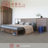 新中式实木床 酒店样板房实木床双人床家具 现代简约中式禅意床