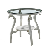 欧式茶几 实木小圆桌圆形沙发边几创意咖啡桌钢化玻璃小角几chaji