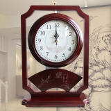 欧式钟表双面钟客厅圆形中式实木座钟静音复古博古架钟中式古典
