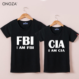 ONOZA夏装新款情侣装短袖女修身T恤 FBI CIA个性英文情侣短袖T恤