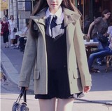 春秋冬季新款女装韩版呢大衣短外套连帽学院风毛呢外套女
