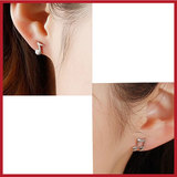 正品925纯银音符耳钉 气质韩版女款镀白金耳钉耳环 防过敏不变色