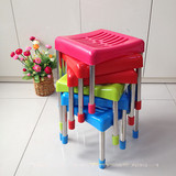 创意时尚不锈钢小方凳换鞋凳 儿童塑料凳子矮凳餐凳组装家用方凳