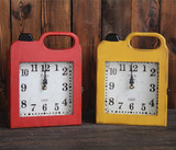 美式复古怀旧Zakka个性创意油桶造型钟表装饰挂钟客厅长方形木钟