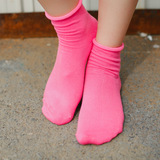 韩国袜子秋冬糖果色棉女袜短袜卷边袜子纯色堆堆袜女潮袜松口棉袜