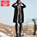 欧洲站2015秋冬新羊毛外套女 高端无领中长款羊绒外套羊毛呢大衣