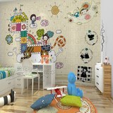 可爱动物卡通环保大型壁画儿童房墙纸 儿童乐园壁纸卧室背景墙布