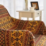 复古印第安风格 纯棉线毯三层双面加厚沙发罩民族风沙发巾沙发垫
