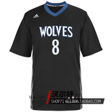 正品NBA森林狼队 8号 扎克拉文黑色短袖球衣 SW球迷版男女篮球服
